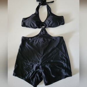 Black Halter Cutout One-Piece Swimsuit